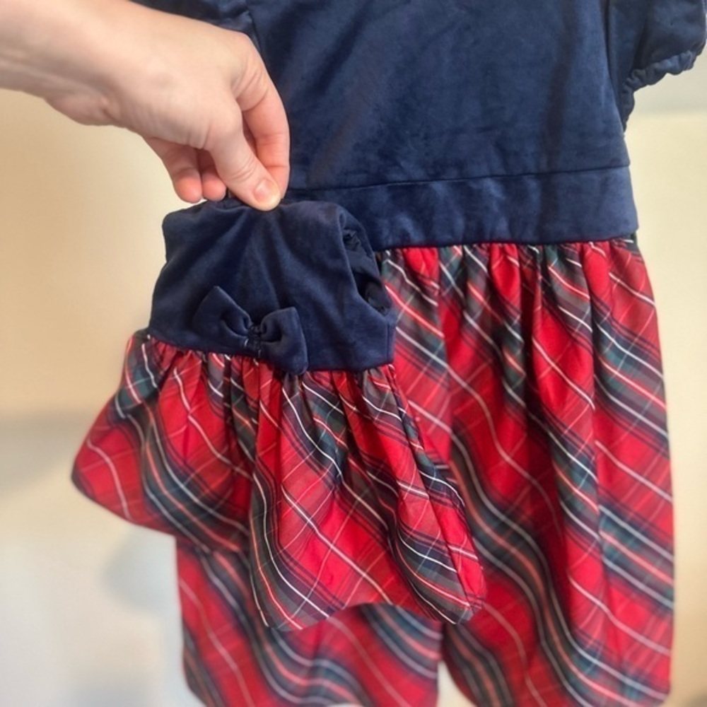 Matching Plaid Dress Set for Teddy & Me - Navy and Red